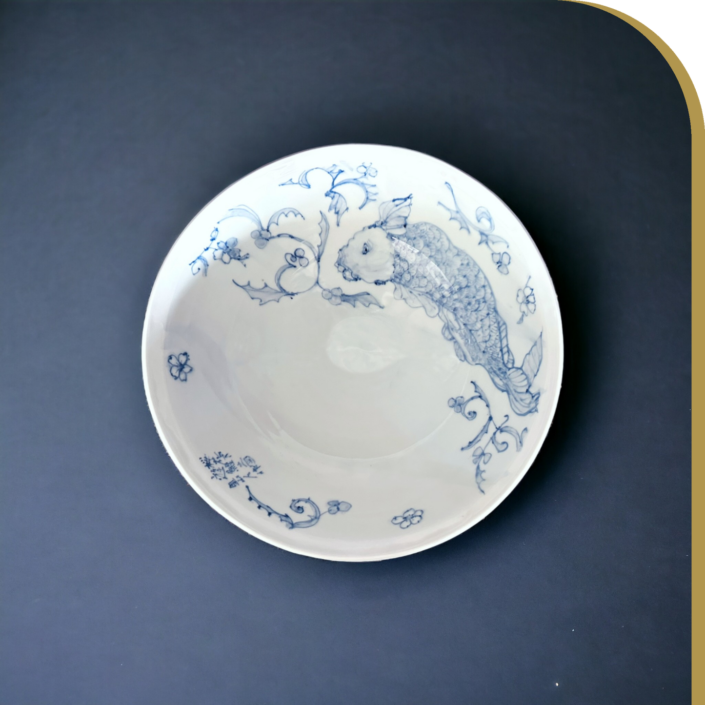 Carp swimming under cherry blossoms, large bowl 