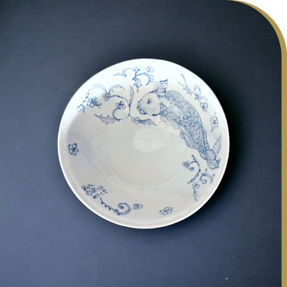 Carp swimming under cherry blossoms, large bowl 